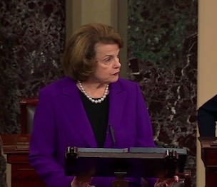 Sen. Dianne Feinstein explains intel report on Senate floor (image clip from cspan video)